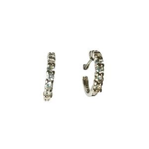 Round Cut Clear Cubic Zirconia Hoops Earrings Sterling Silver 925 Hoop